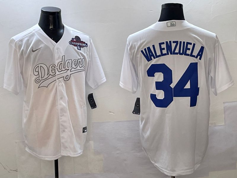 Men Los Angeles Dodgers 34 Valenzuela White Fashion Edition Game 2025 Nike MLB Jersey style 4